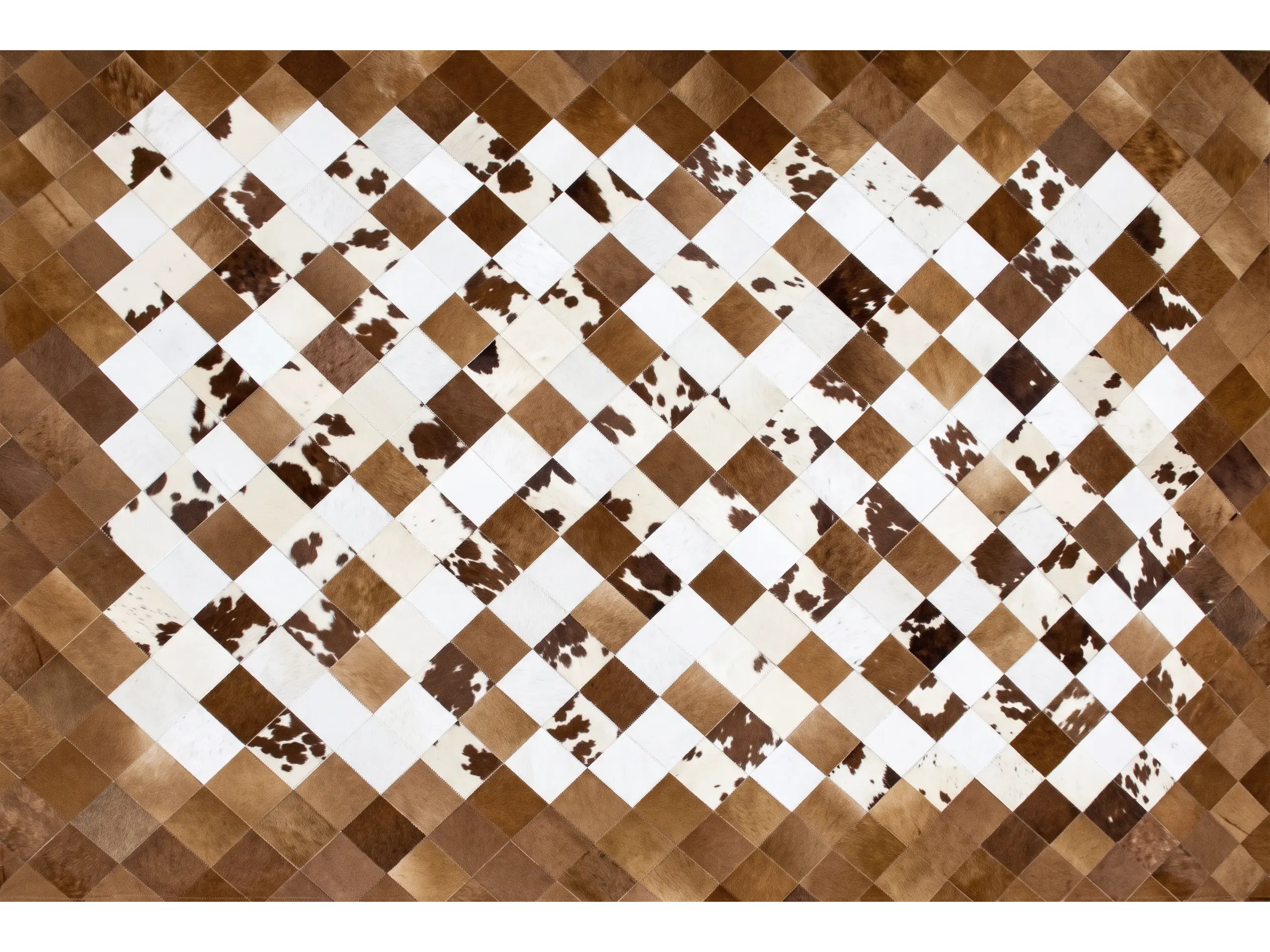 Patchwork Cowhide Rugs | Genuine Hair-On Cowhide | Hualo Decor (CPR-RC-001) cowhide patchwork rug