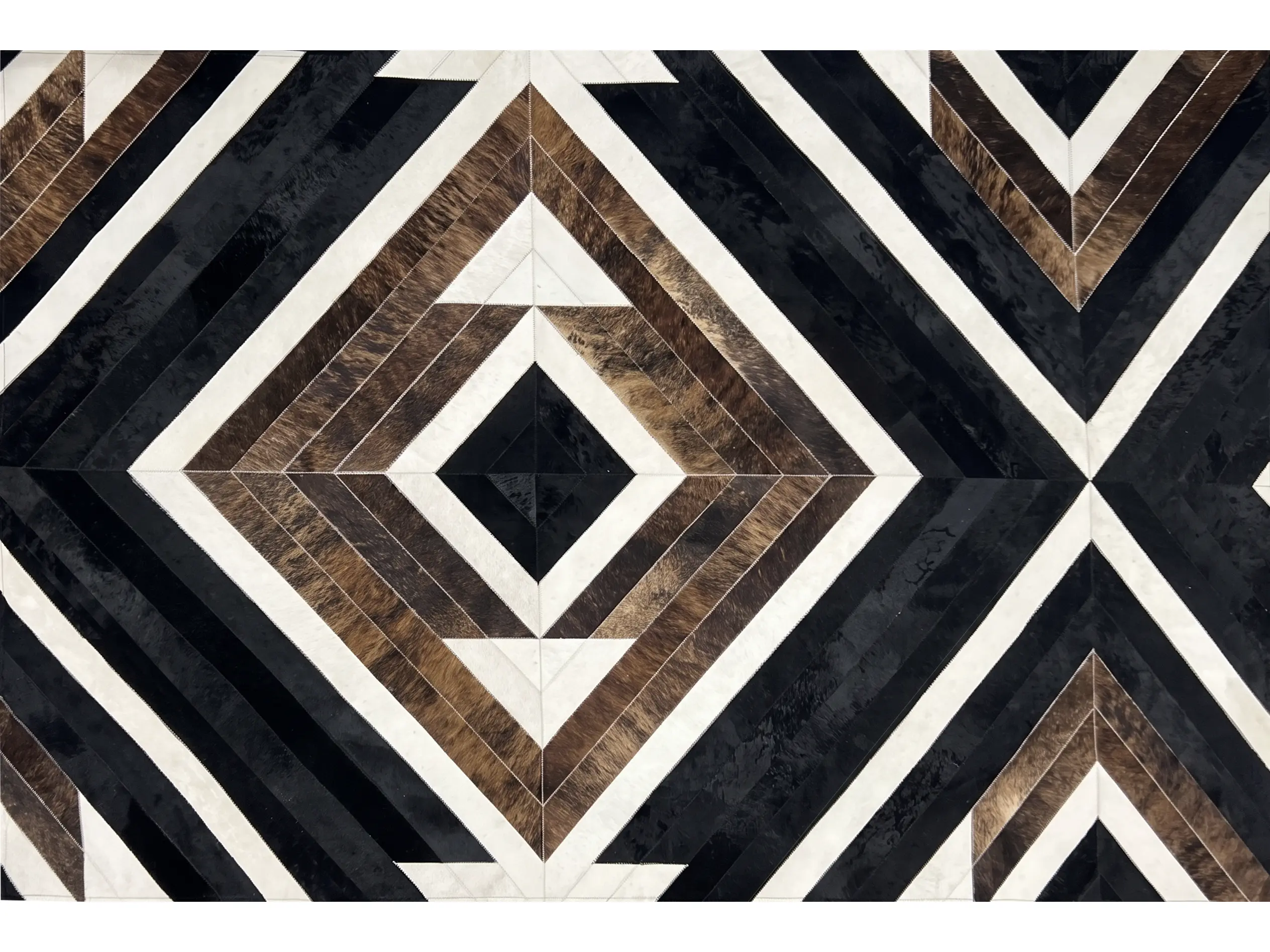 Genuine Patchwork Cowhide Rugs | Natural Hair-On Leather | Hualo Decor (CPR-RC-007) cowhide patchwork rug