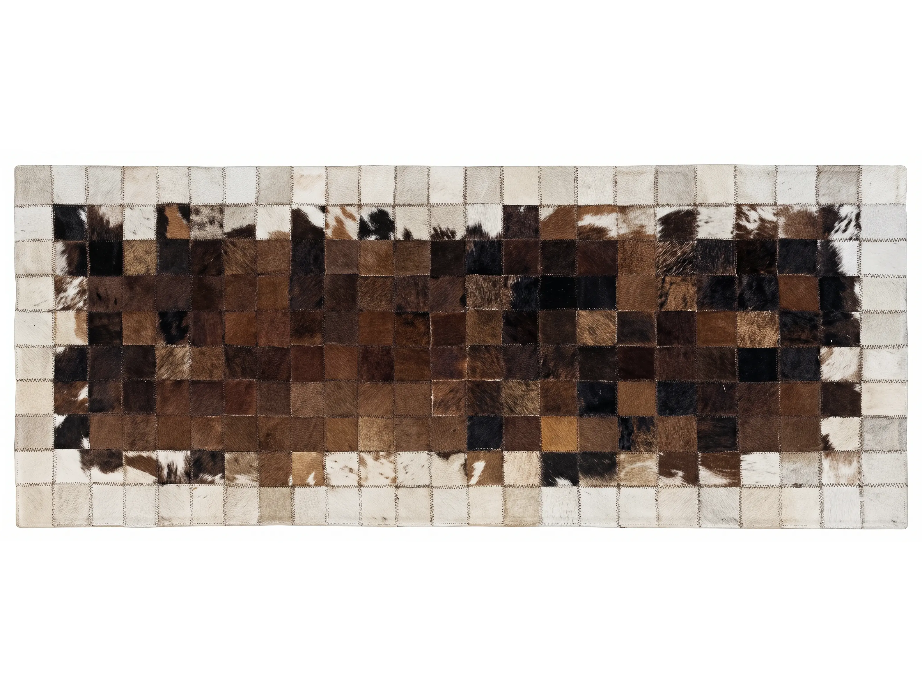 Luxury Cowhide Runner Rugs | Designer Hallway & Entryway Rugs | Hualo Decor (CPR-RN-003) cowhide patchwork rug